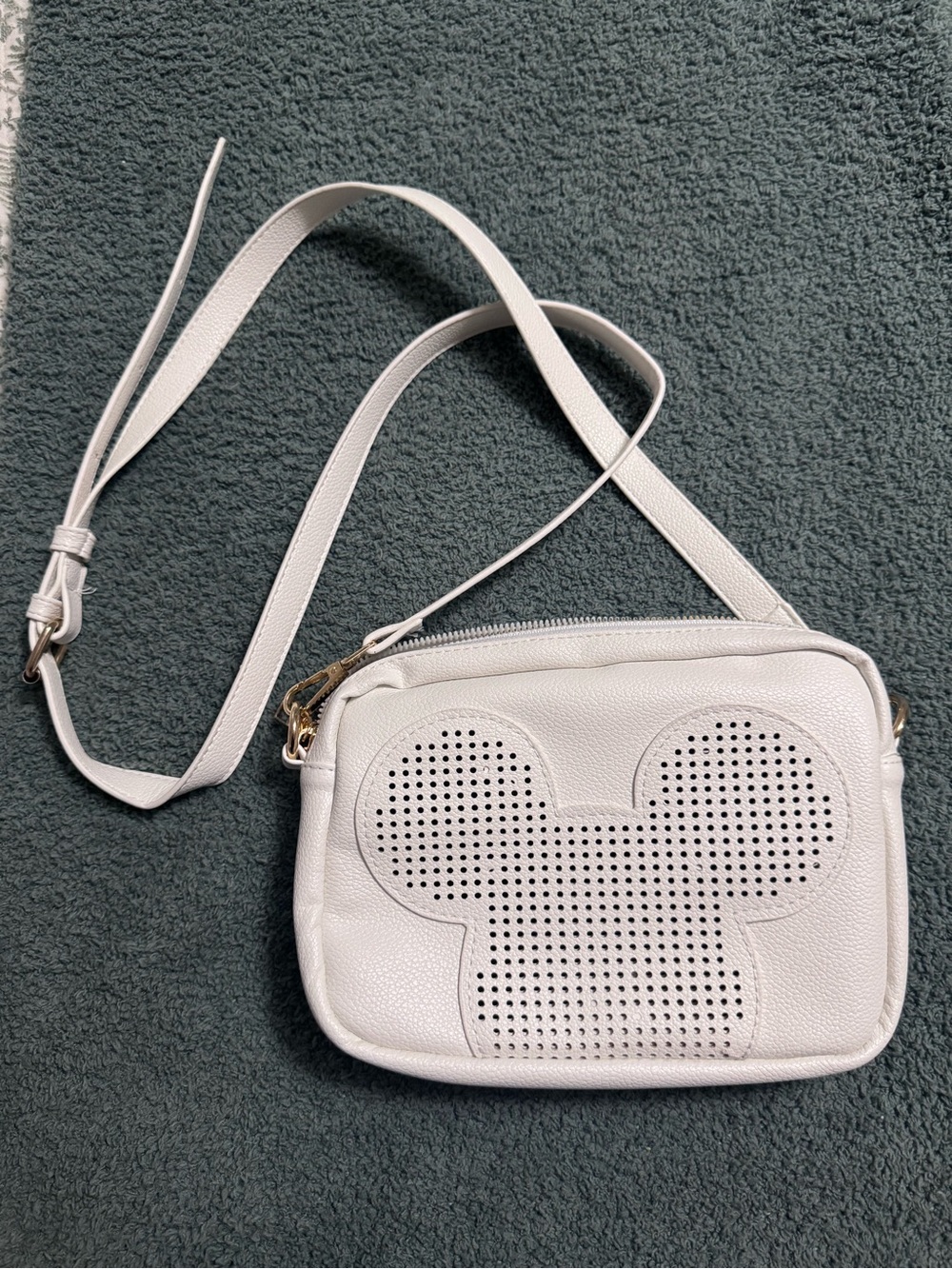 White Perforated Silhouette Crossbody Bag - Women